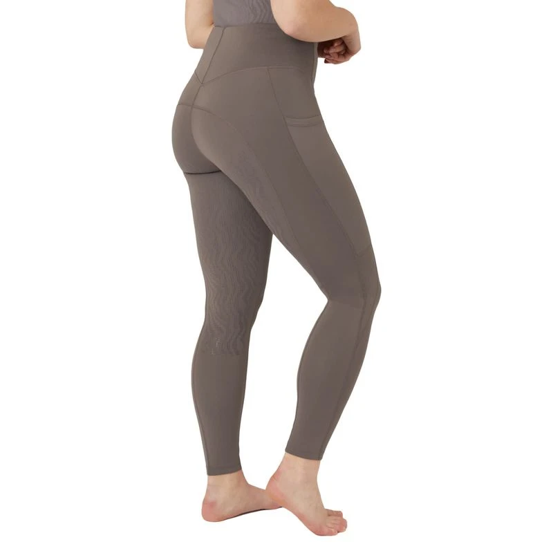 Horze Women's Alyssa High Waist UV Pro Full Seat Tights - Iron Grey Brown 7 Horze Women's Alyssa High Waist UV Pro Full Seat Tights - Iron Grey Brown - Image 5