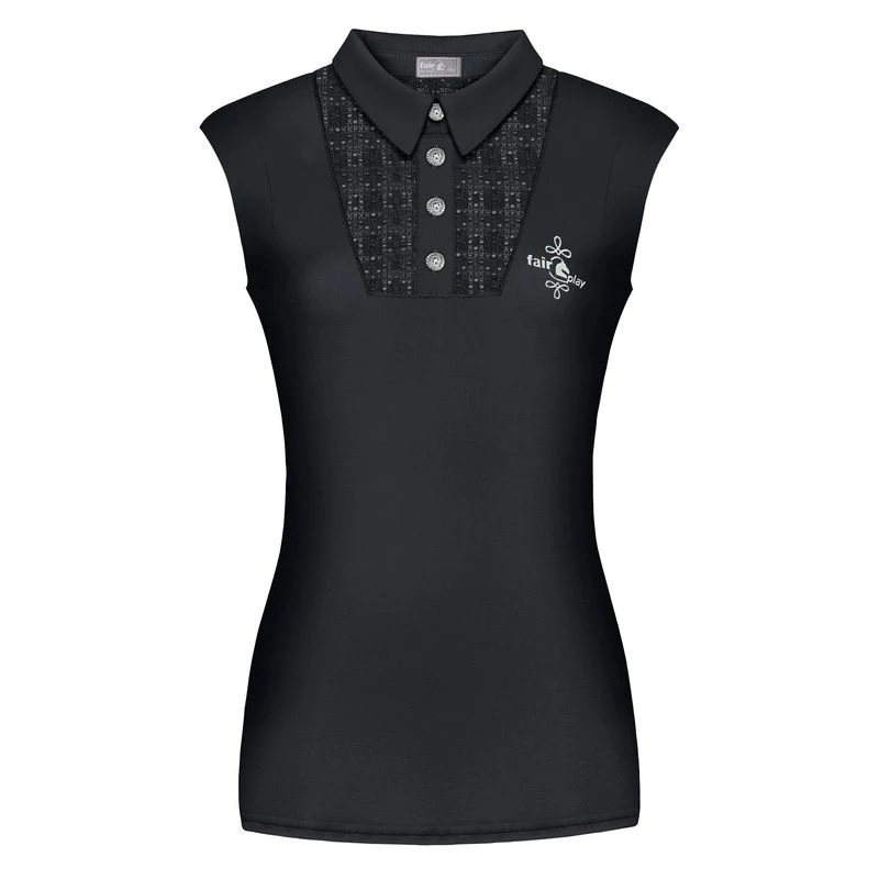 Fair Play Women's Alina Sleeveless Polo Shirt - Black 3 Fair Play Women's Alina Sleeveless Polo Shirt - Black