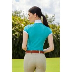 RJ Classics Women's Remi Short Sleeve Show Shirt - White/Porcelain Green -The Equestrian Shop 675592 800 800