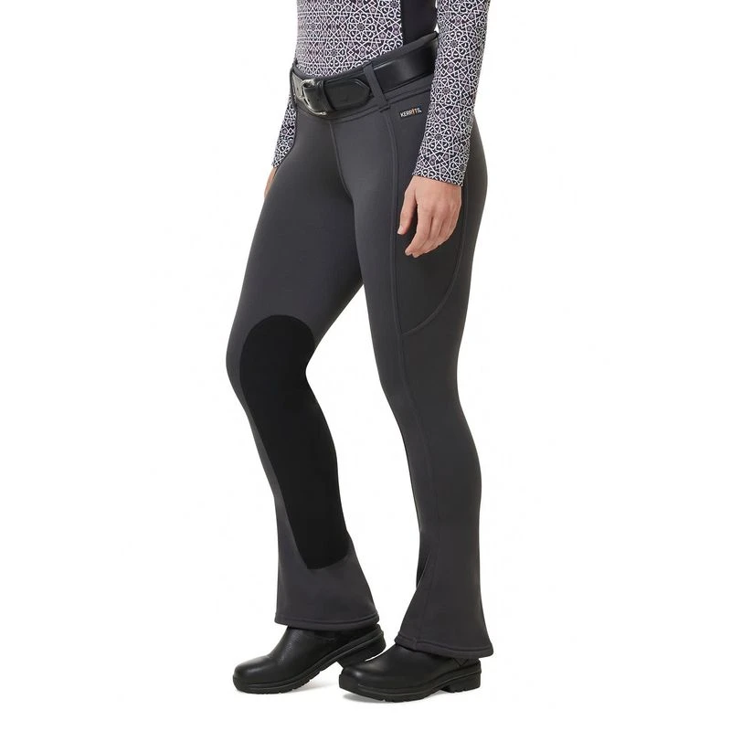 Kerrits Women's Sit Tight Wind Pro Knee Patch Bootcut Tights - Peppercorn 4 Kerrits Women's Sit Tight Wind Pro Knee Patch Bootcut Tights - Peppercorn - Image 2