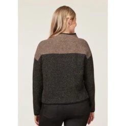 EQL Women's Funnel Neck Herringbone Sweater - Truffle -The Equestrian Shop 694741 800 800