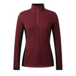 Kerrits Women's Stable Temp Merino Wool Quarter Zip Top - Sangria Wild Horses