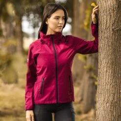 Horze Women's Stella Waterproof Shell Jacket - Anemone Dark Pink -The Equestrian Shop 695453 800 800