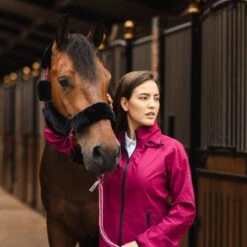 Horze Women's Stella Waterproof Shell Jacket - Anemone Dark Pink -The Equestrian Shop 695454 800 800