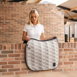 Horze Smoky Twilight Air Mesh Dressage Saddle Pad - Quiet Grey -The Equestrian Shop 696459 800 800