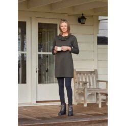 EQL Women's Textured Cowl Neck Dress - Evergreen -The Equestrian Shop 700546 800 800