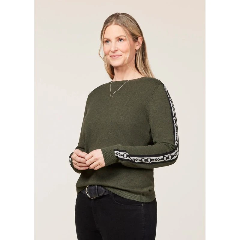 EQL Women's Snaffle Stripe Sweater - Hunter/Navy 4 EQL Women's Snaffle Stripe Sweater - Hunter/Navy - Image 2