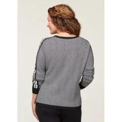 EQL Women's Snaffle Stripe Sweater - Black/White Herringbone -The Equestrian Shop 711472 800 800