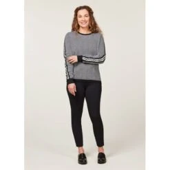 EQL Women's Snaffle Stripe Sweater - Black/White Herringbone -The Equestrian Shop 711474 800 800